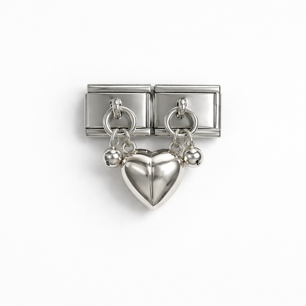 Charm italiano match corazon plateado