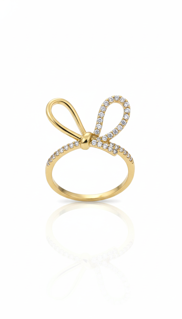 Anillo Dorado Nudo con Brillos