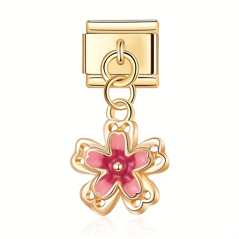 Charm flor oro rosa