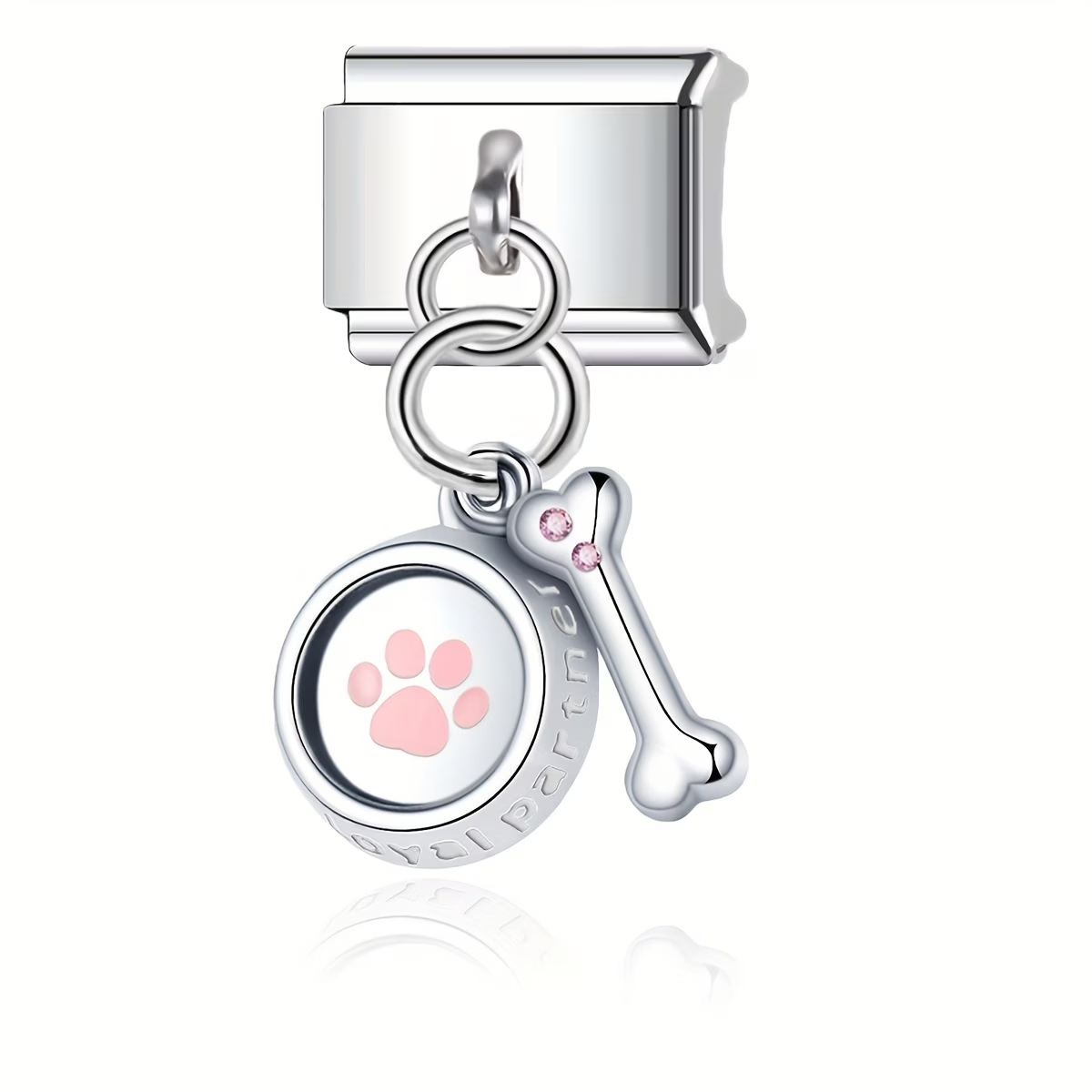 Charm mascota plato y huesito rosa